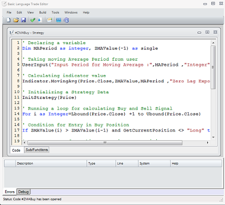 Trend Analyser trade editor